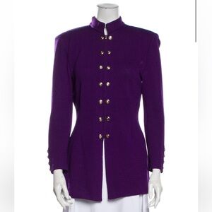 St. John Purple Knit Blazer with Gold Buttons